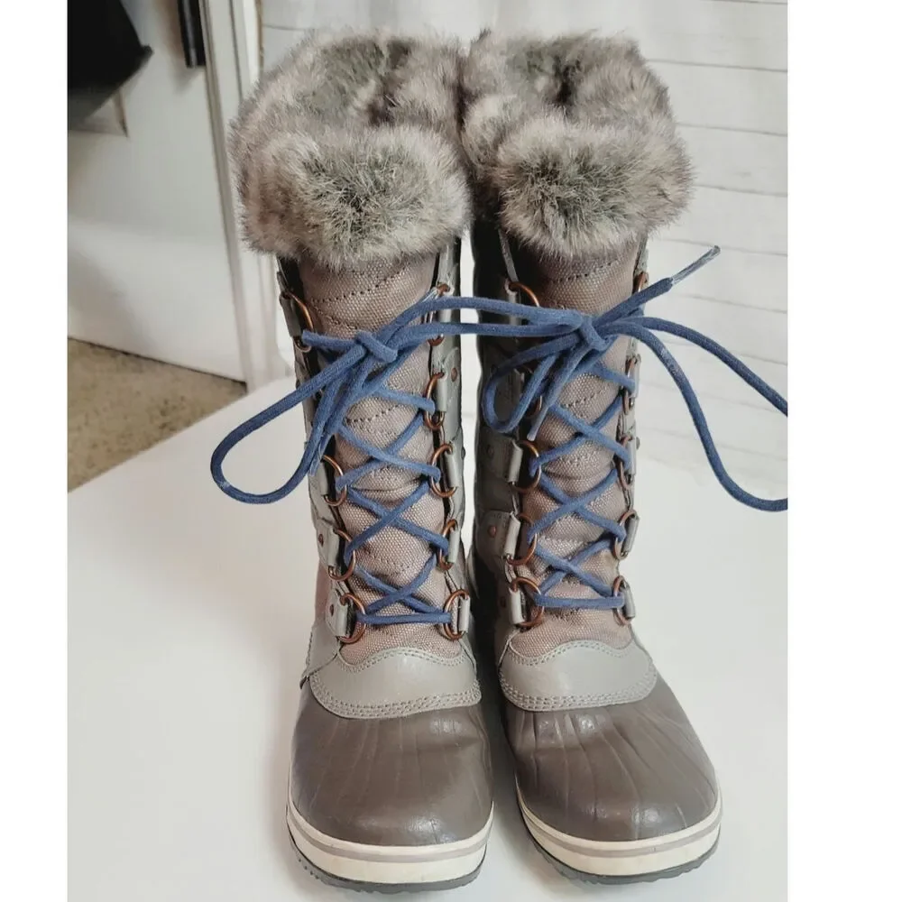 SOREL Tofino II Faux Fur Lined Waterproof Lace Up Snow Boot in Kettledust, sz 9